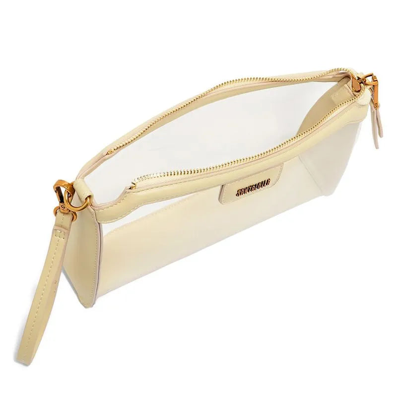 Bolsa Clutch Off White Média Transparente