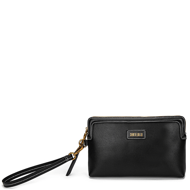 Bolsa Clutch De Mão Lisa Preta