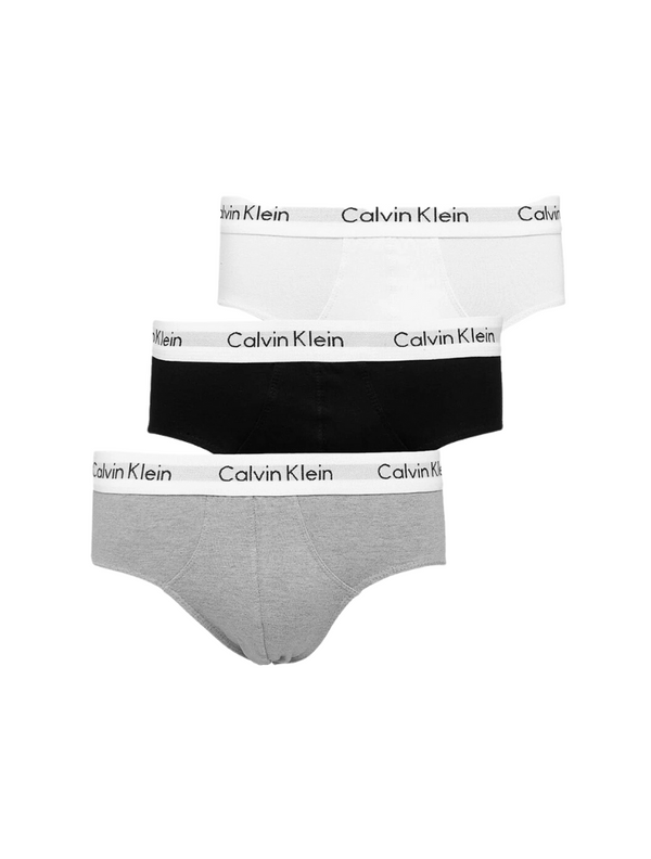 KIT 3 UNDERWEAR BRIEF CLÁSSICA ALGODÃO COM ELASTANO CINTURA BAIXA CUECA CALVIN KLEIN MULTICOLOR