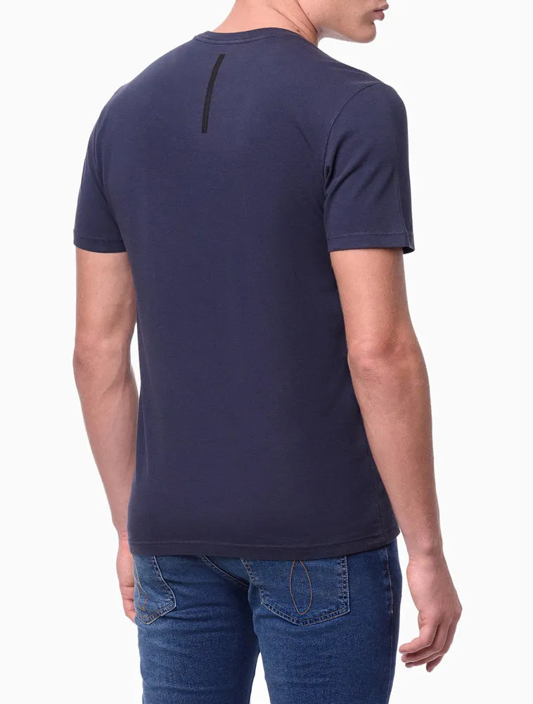 CAMISETA MASCULINA DE ALGODÃO BÁSICA ESTAMPA LOGO PALITO CALVIN KLEIN JEANS AZUL MARINHO