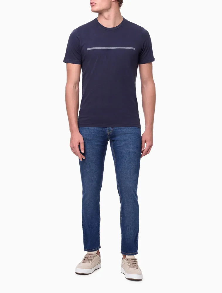 CAMISETA MASCULINA DE ALGODÃO BÁSICA ESTAMPA LOGO PALITO CALVIN KLEIN JEANS AZUL MARINHO