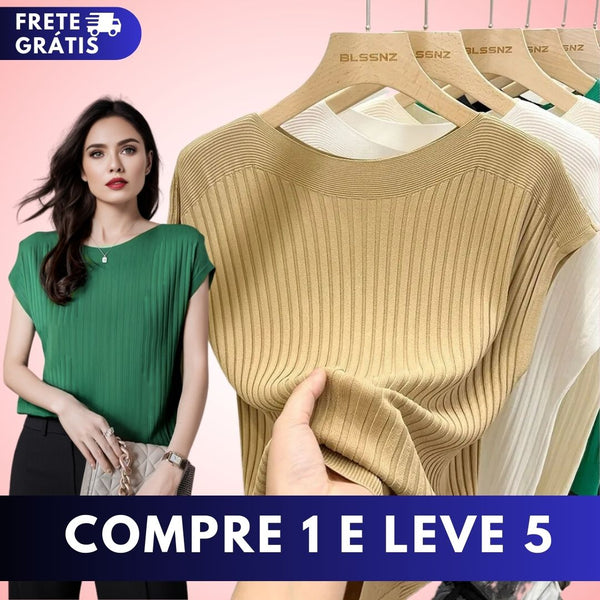 (🔥Compre 1 Leve 5) Blusinhas Liana em Malha Viscoelástica - Ideal para o verão