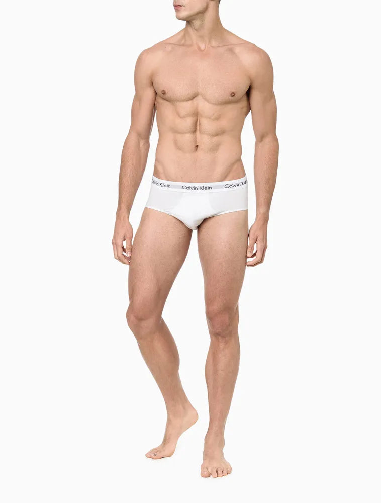 KIT 3 UNDERWEAR BRIEF CLÁSSICA ALGODÃO COM ELASTANO CINTURA BAIXA CUECA CALVIN KLEIN BRANCO