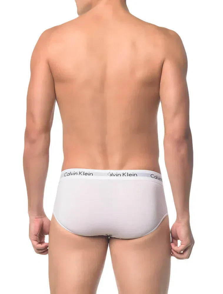 KIT 3 UNDERWEAR BRIEF CLÁSSICA ALGODÃO COM ELASTANO CINTURA BAIXA CUECA CALVIN KLEIN BRANCO