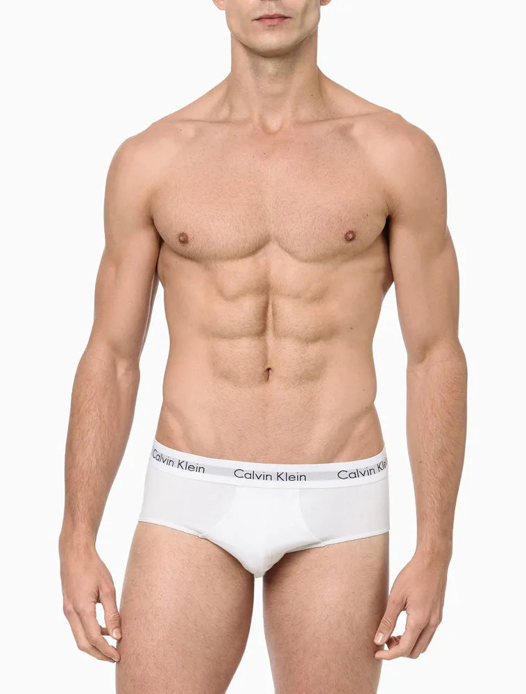 KIT 3 UNDERWEAR BRIEF CLÁSSICA ALGODÃO COM ELASTANO CINTURA BAIXA CUECA CALVIN KLEIN BRANCO