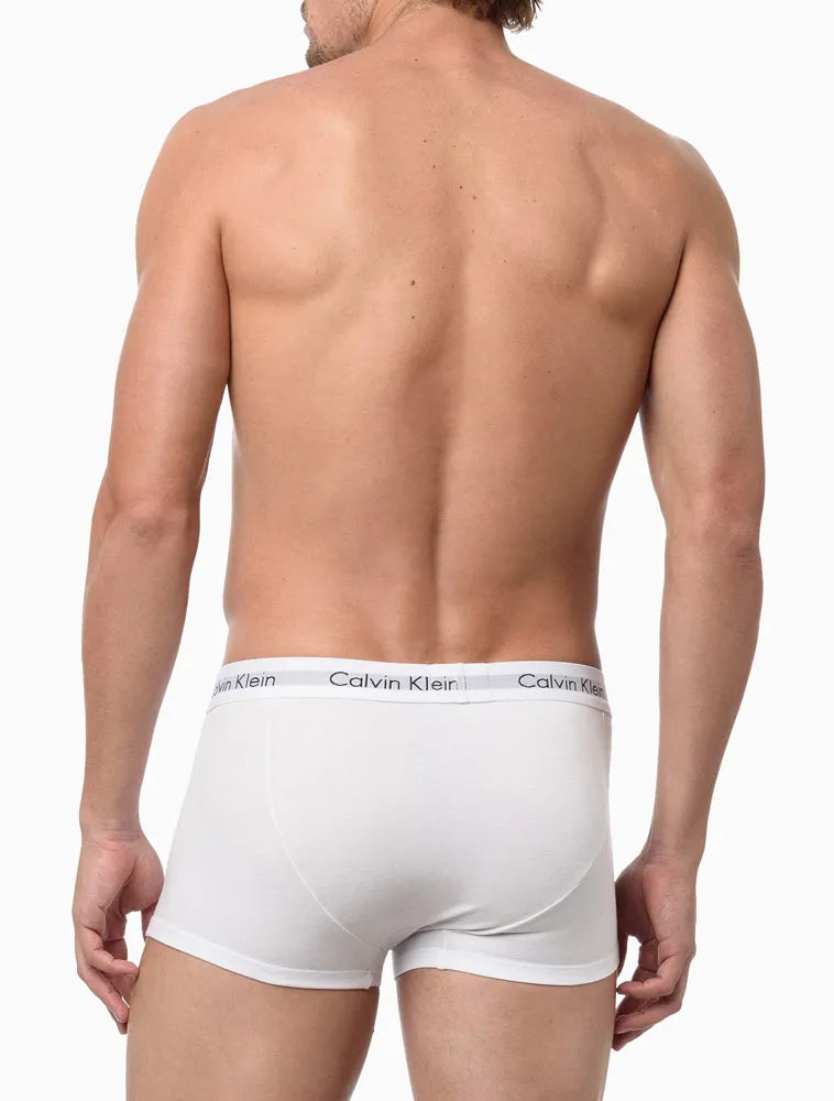 KIT 3 UNDERWEAR LOW RISE TRUNK CLASSIC CINTURA BAIXA COM ELASTANO CUECA CALVIN KLEIN BRANCO