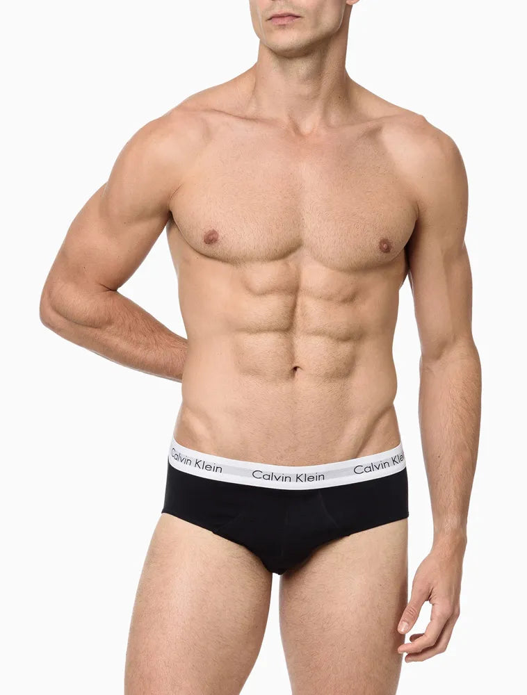 KIT 3 UNDERWEAR BRIEF CLÁSSICA ALGODÃO COM ELASTANO CINTURA BAIXA CUECA CALVIN KLEIN MULTICOLOR