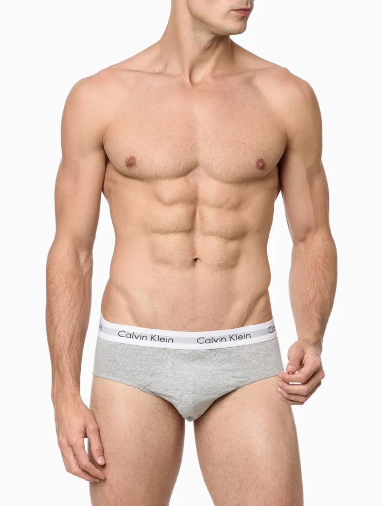 KIT 3 UNDERWEAR BRIEF CLÁSSICA ALGODÃO COM ELASTANO CINTURA BAIXA CUECA CALVIN KLEIN MULTICOLOR