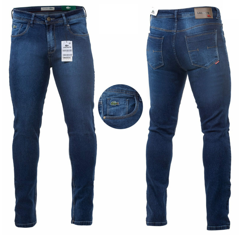 Calça Lacost Masculina Jeans Slim Azul Escuro