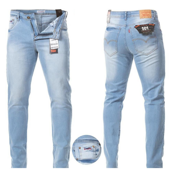 Calça Levi Masculina Jeans Slim Azul Claro