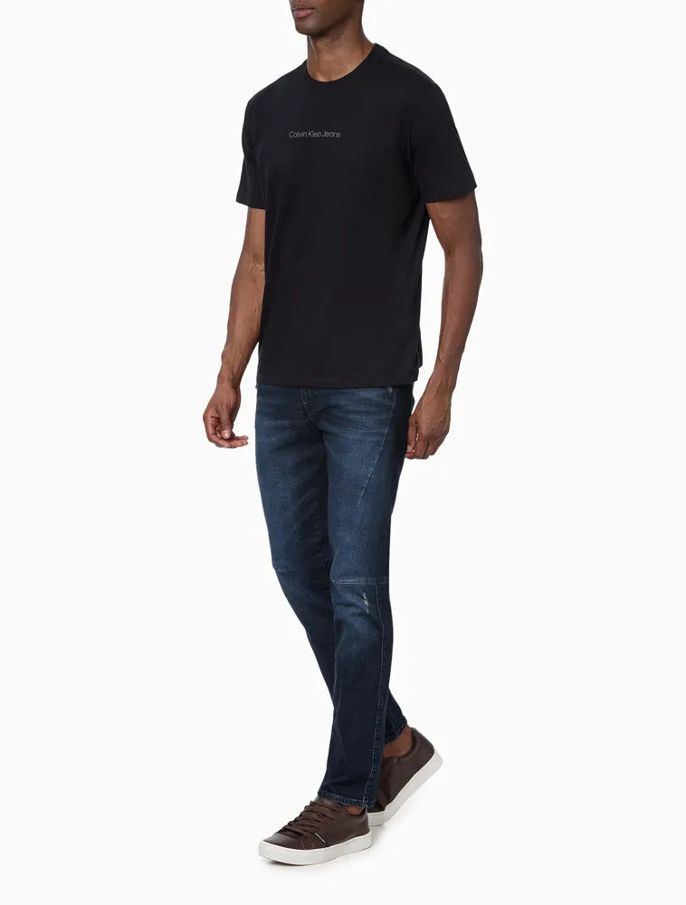 CAMISETA MASCULINA DE ALGODÃO ESTAMPA LOGO CENTRALIZADO CALVIN KLEIN JEANS PRETO