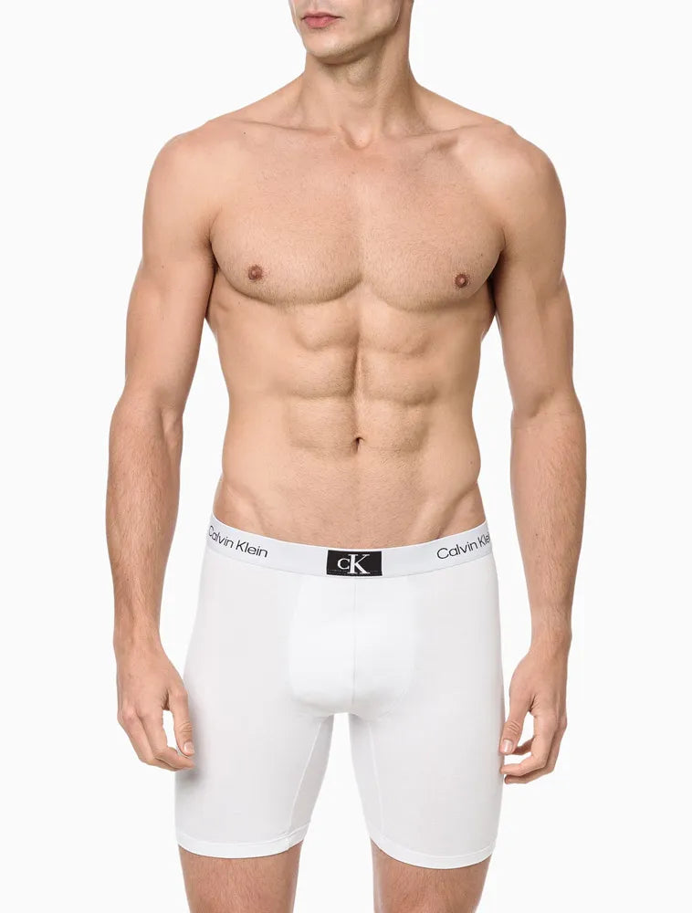 CUECA MASCULINA LONG BOXER COTTON 1996 CALVIN KLEIN UNDERWEAR BRANCO