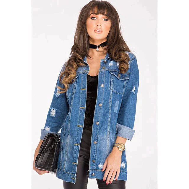 Jaqueta Feminina Jeans Casual Oversized