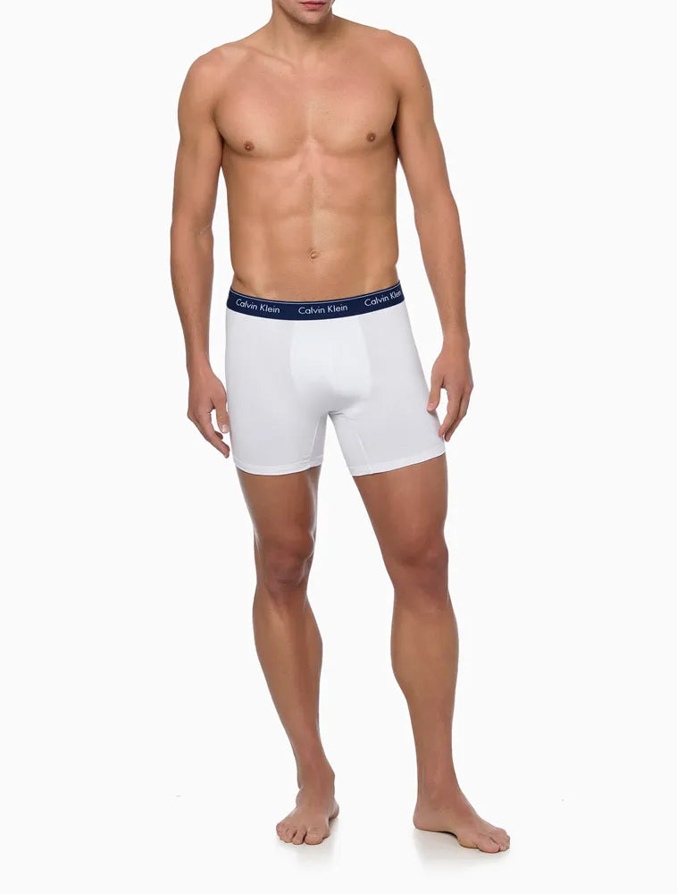 UNDERWEAR BOXER BÁSICA ELÁSTICO COM LOGO CUECA CALVIN KLEIN MARINHO / BRANCO