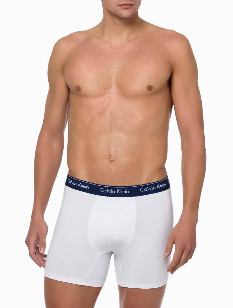 UNDERWEAR BOXER BÁSICA ELÁSTICO COM LOGO CUECA CALVIN KLEIN MARINHO / BRANCO