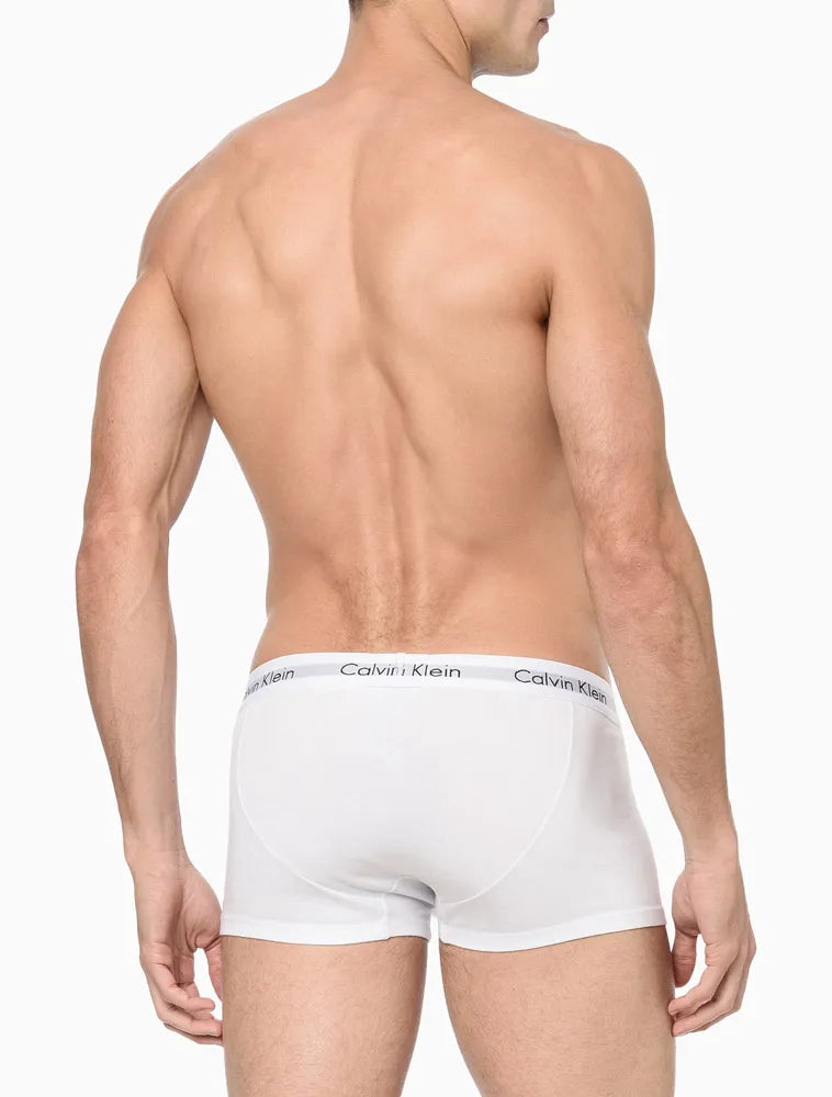 KIT 4 UNDERWEAR TRUNK CLASSIC CINTURA BAIXA COM ELASTANO ELÁSTICO CUECA CALVIN KLEIN BRANCO