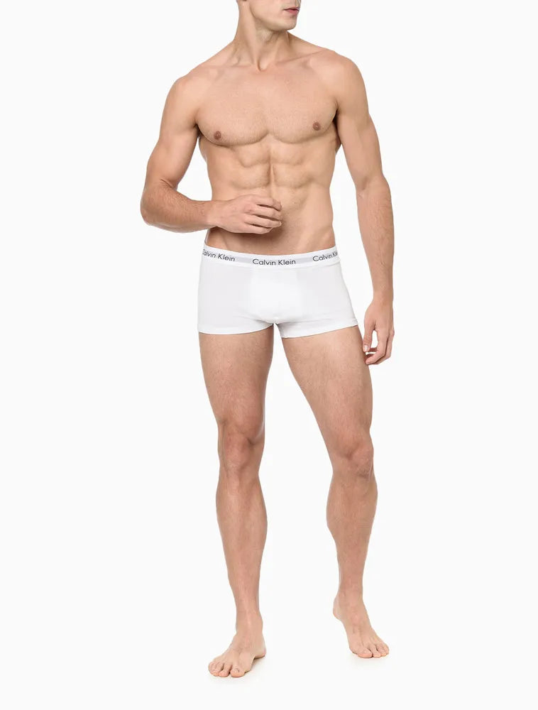 KIT 4 UNDERWEAR TRUNK CLASSIC CINTURA BAIXA COM ELASTANO ELÁSTICO CUECA CALVIN KLEIN BRANCO