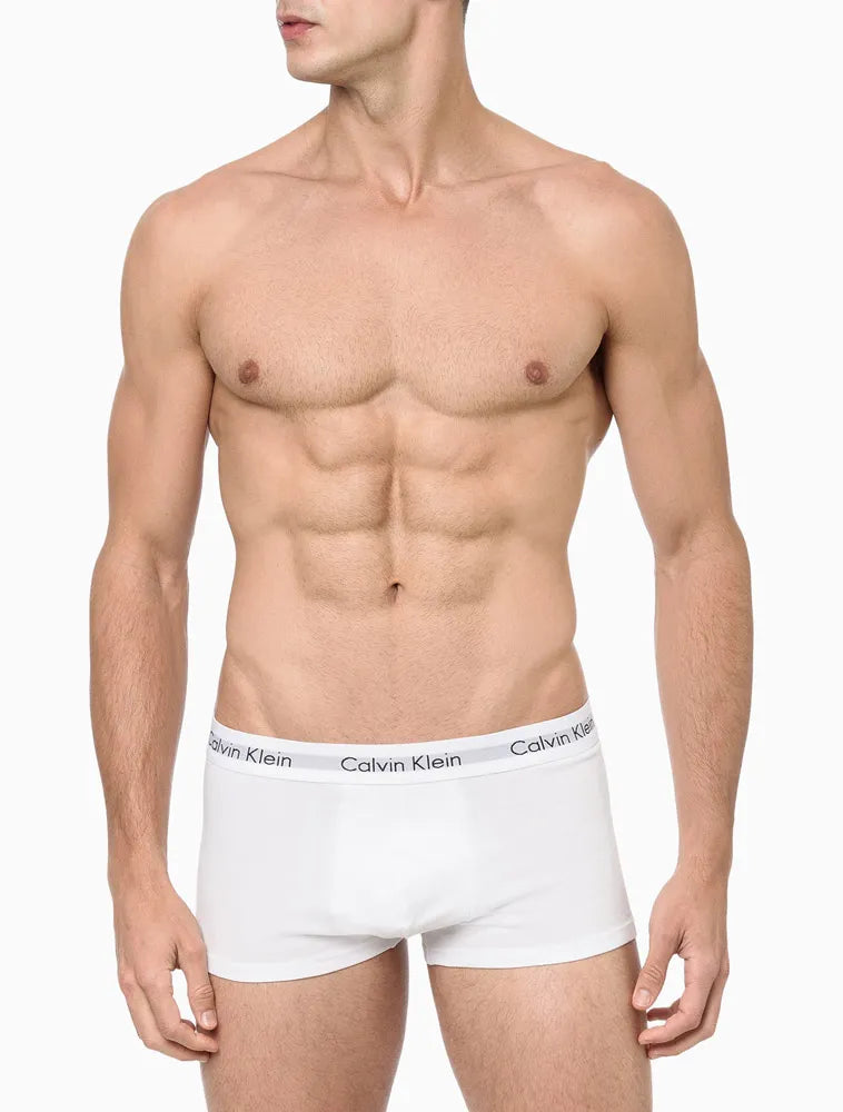 KIT 4 UNDERWEAR TRUNK CLASSIC CINTURA BAIXA COM ELASTANO ELÁSTICO CUECA CALVIN KLEIN BRANCO