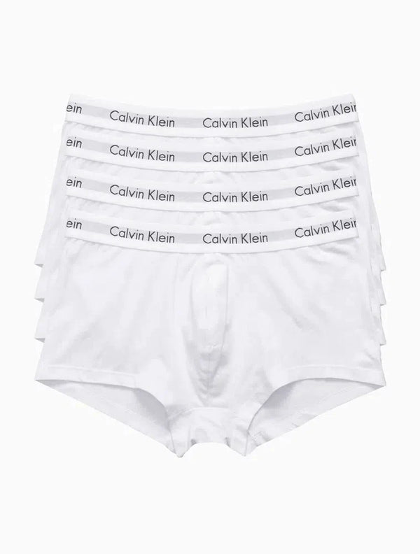 KIT 4 UNDERWEAR TRUNK CLASSIC CINTURA BAIXA COM ELASTANO ELÁSTICO CUECA CALVIN KLEIN BRANCO