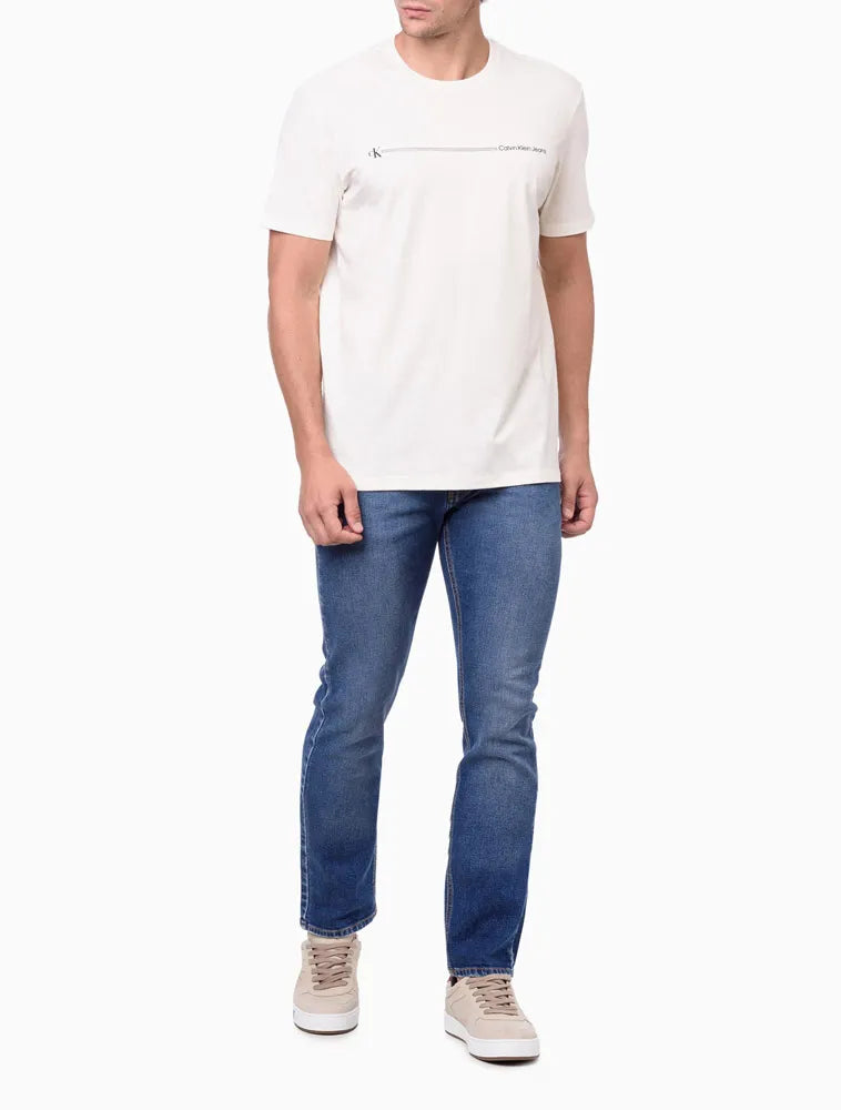 CAMISETA MASCULINA PALITO LOGO CALVIN KLEIN JEANS OFF WHITE