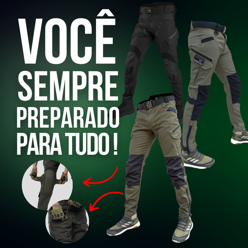 ⚡PROMOÇÃO RELÂMPAGO⚡ Kit com 2 Calças Tática Defender® Ultra Resistente e Impermeável + Cinto de Brinde [QUEIMA DE ESTOQUE]