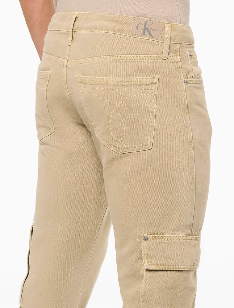 CALÇA MASCULINA COLOR STRAIGHT CARGO CALVIN KLEIN JEANS CAQUI CLARO