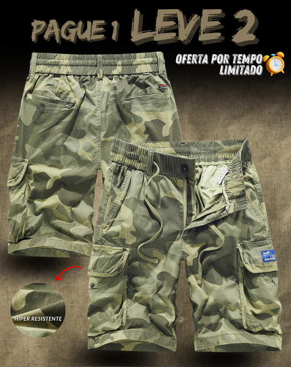 ⚡PROMOÇÃO RELÂMPAGO⚡Bermuda Cargo Masculina Plover Militar Multi Bolsos [COMPRE 1 LEVE 2]