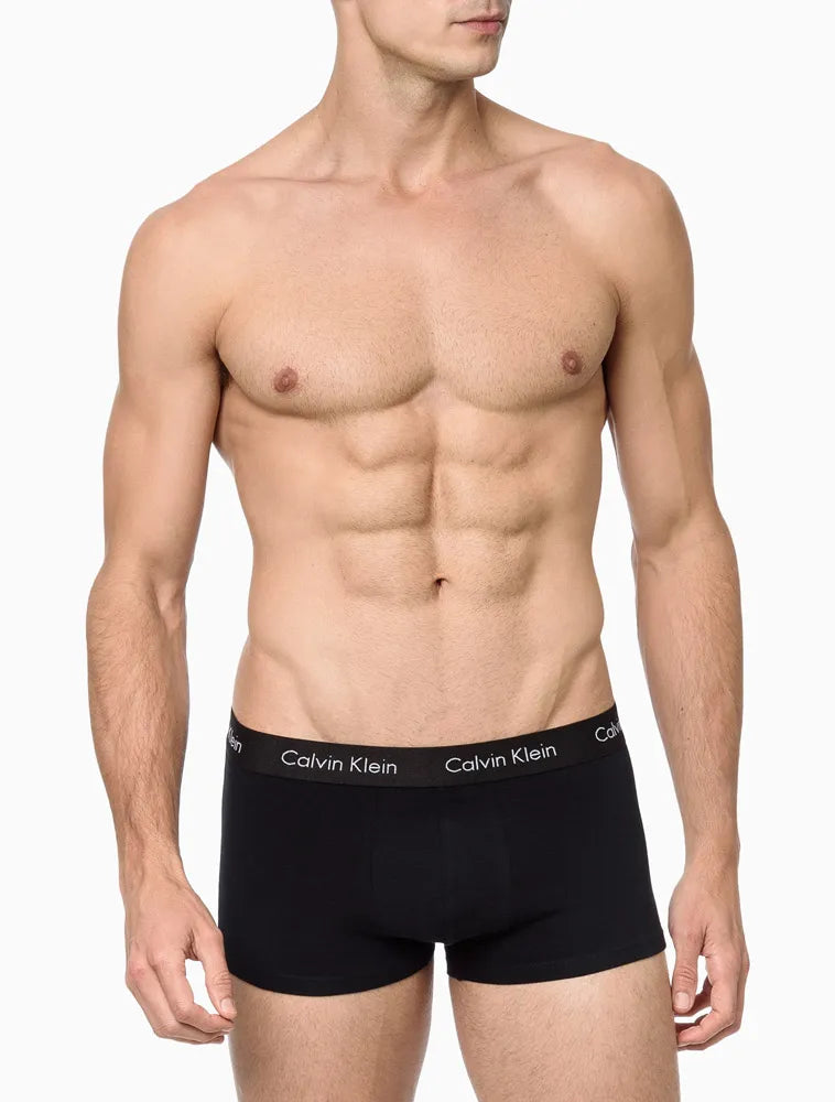 KIT 4 UNDERWEAR TRUNK CLASSIC CINTURA BAIXA COM ELASTANO ELÁSTICO CUECA CALVIN KLEIN PRETO