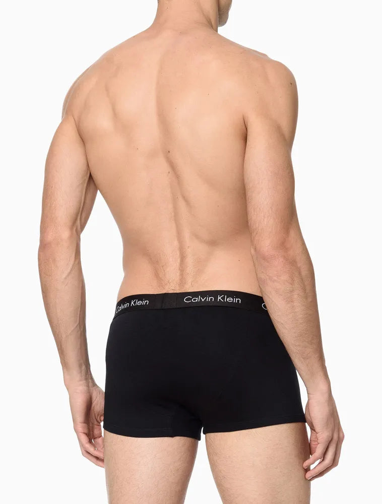 KIT 4 UNDERWEAR TRUNK CLASSIC CINTURA BAIXA COM ELASTANO ELÁSTICO CUECA CALVIN KLEIN PRETO